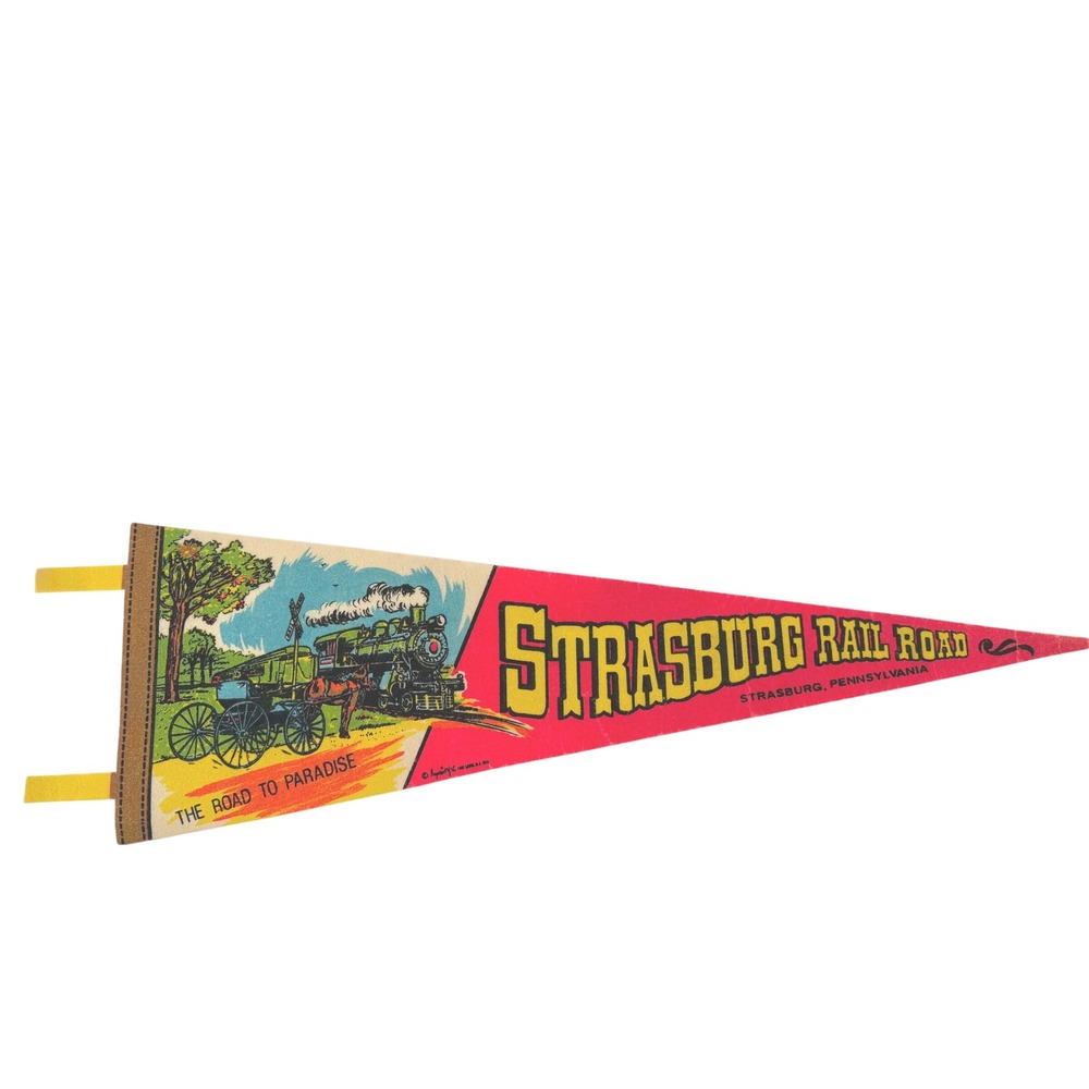 Vintage Strasburg Rail Road Pennant Felt Red Road To Paradise Train Pennsylvania